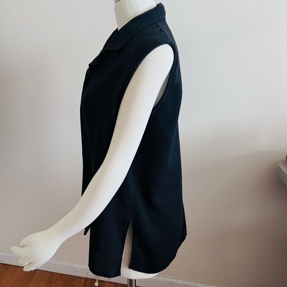 Notations Black Sleeveless Button Down Top (L) Excellent Condition - Picture 2 of 7